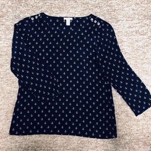 J.Crew Silk Anchor Blouse